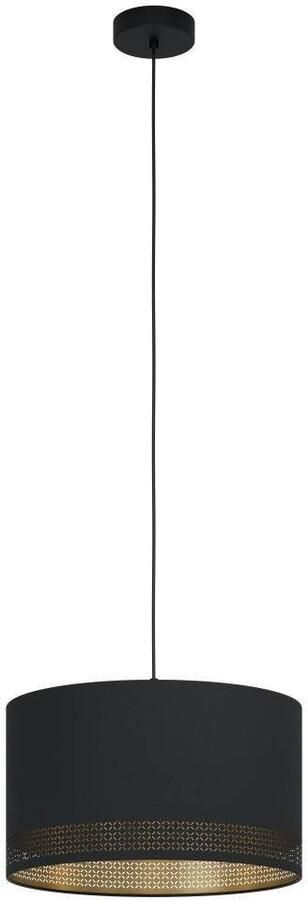 EGLO Hanglamp ESTEPERRA Hanglamp Textiel excl. lichtbron Retro Vintage hanglamp van staal en textiel in zwart goudkleur E27 Ø 38 cm (1 stuk) - Foto 4