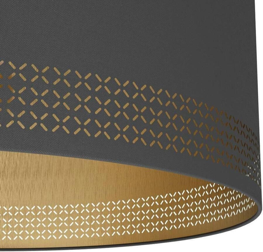 EGLO Hanglamp ESTEPERRA Hanglamp Textiel excl. lichtbron Retro Vintage hanglamp van staal en textiel in zwart goudkleur E27 Ø 38 cm (1 stuk)