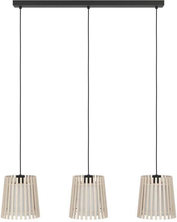 EGLO Hanglamp FATTORIA Hanglamp hout textiel in wit metaal in zwart E27 90 cm (1 stuk) - Foto 2
