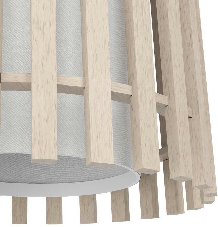 EGLO Hanglamp FATTORIA Hanglamp hout textiel in wit metaal in zwart E27 90 cm (1 stuk)