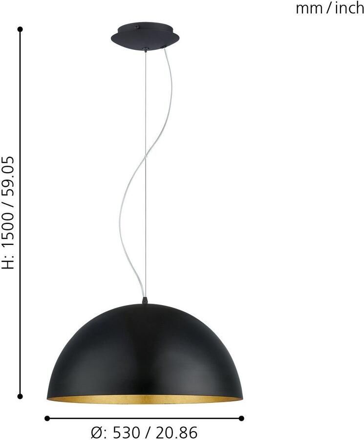 EGLO Hanglamp GAETANO 1 Pendellampe Stahl E27 Hängelampe Esstischlampe Lampe Hanglicht hanglamp (1 stuk) - Foto 2