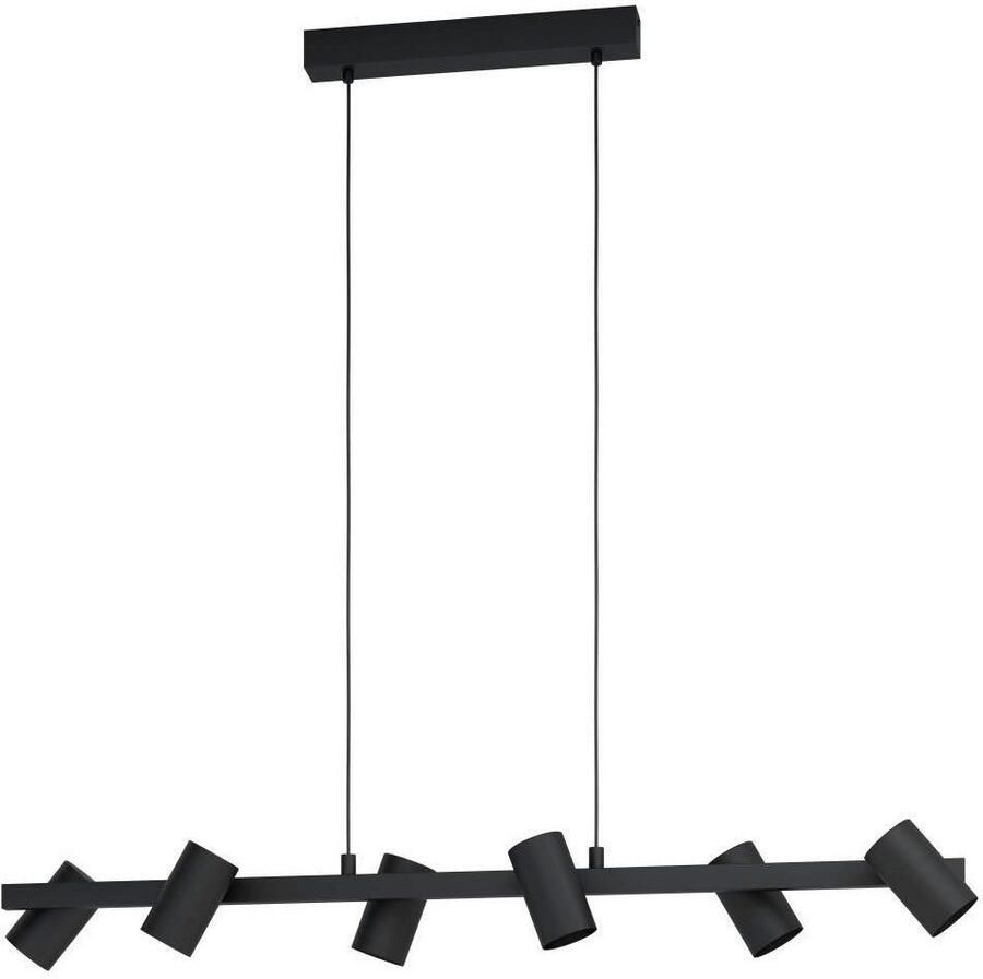 EGLO Hanglamp GATUELA 1 Pendellampe Stahl IP20 E14 Esszimmerlampe Modern Lampe Hanglamp eettafel met 6 spots metaal in zwart E14 fitting (1 stuk) - Foto 4