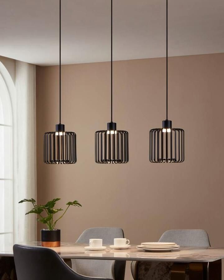 EGLO Hanglamp GINESTRONE-Z hanglamp zwart ZigBee 3.0 timer pendellamp App spraakbesturing Alexa 90x20x110cm excl. afstandsbediening 3-vlam (1 stuk) - Foto 10