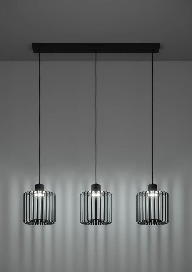 EGLO Hanglamp GINESTRONE-Z hanglamp zwart ZigBee 3.0 timer pendellamp App spraakbesturing Alexa 90x20x110cm excl. afstandsbediening 3-vlam (1 stuk) - Foto 7