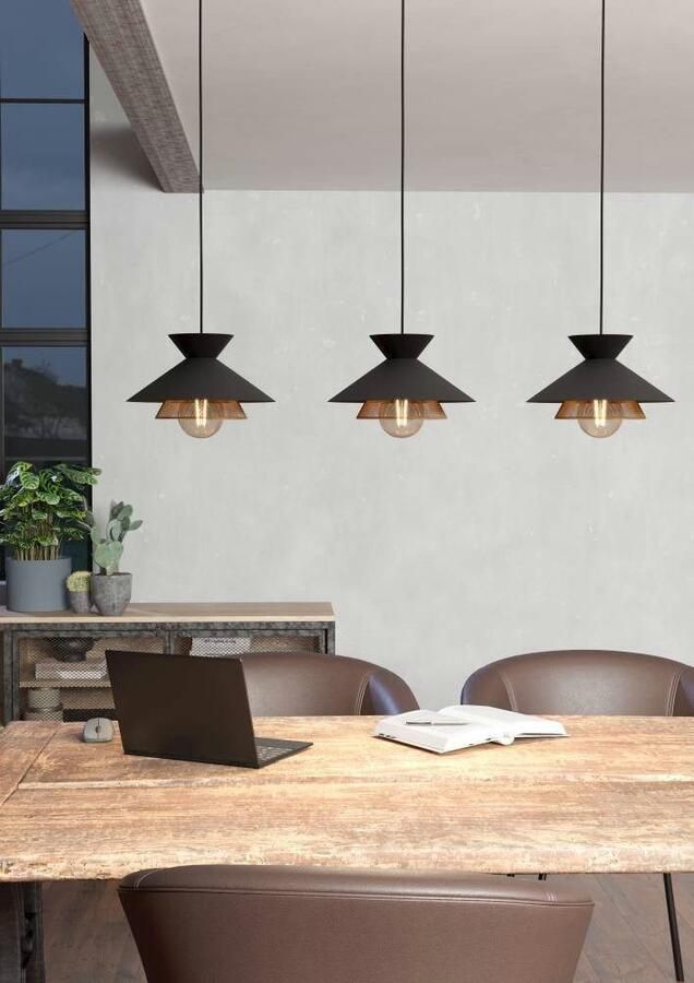 EGLO Hanglamp GRIZEDALE Pendellampe Stahl Retro Esszimmerlampe Hängelampe Lampe Hanglamp eetkamerlamp Japandi-ontwerp van metaal in zwart (1 stuk) - Foto 5