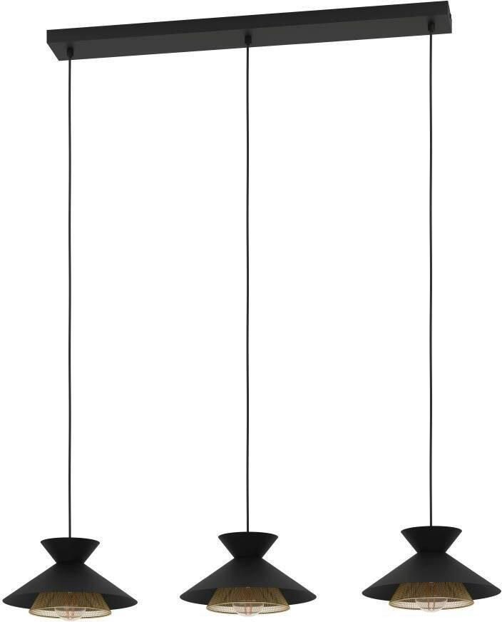 EGLO Hanglamp GRIZEDALE Pendellampe Stahl Retro Esszimmerlampe Hängelampe Lampe Hanglamp eetkamerlamp Japandi-ontwerp van metaal in zwart (1 stuk) - Foto 3