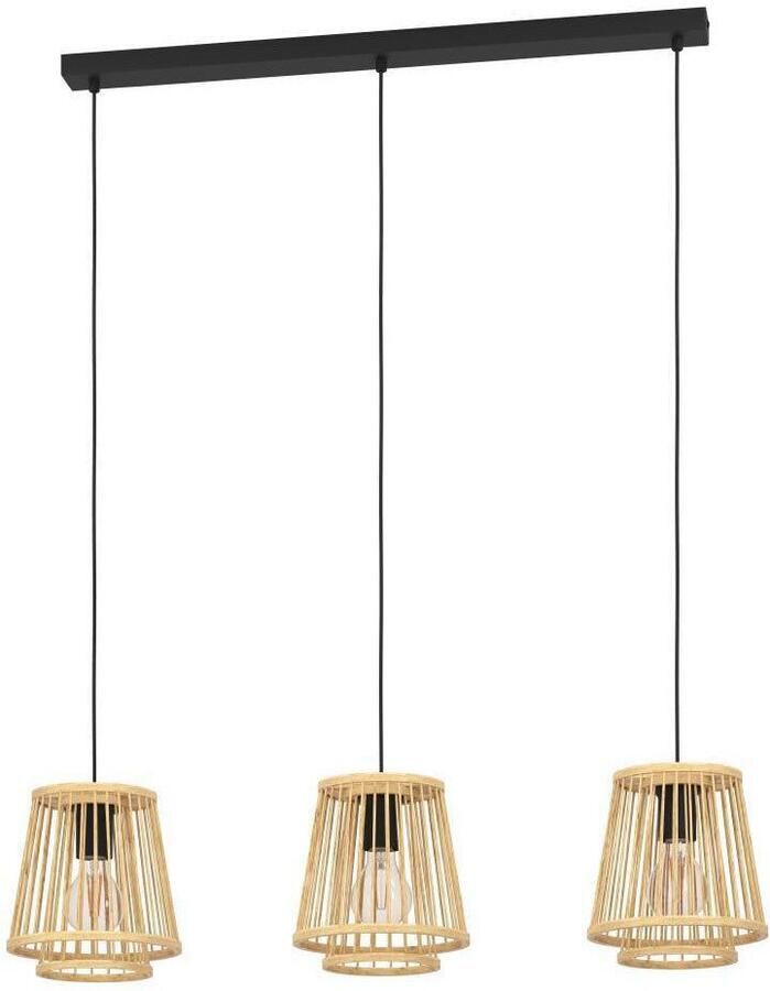 EGLO Hanglamp HYKEHAM Houten eettafellamp bamboe in natuur hanglamp met E27 fitting (1 stuk) - Foto 4
