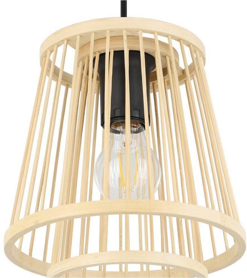 EGLO Hanglamp HYKEHAM Houten eettafellamp bamboe in natuur hanglamp met E27 fitting (1 stuk)