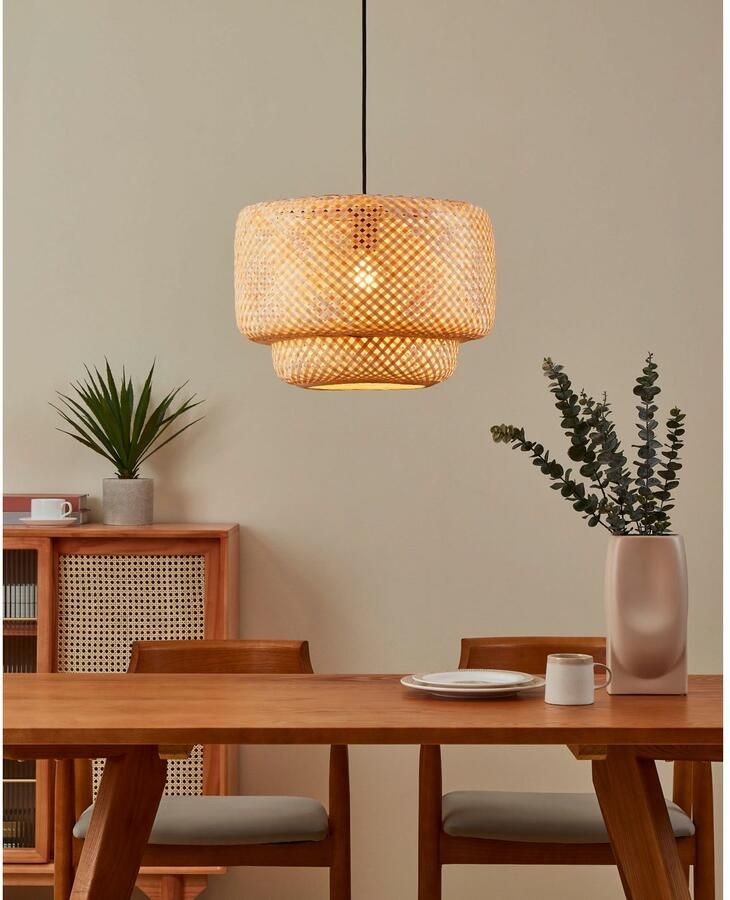 EGLO Hanglamp HYKEHAM Pendellampe Stahl und Holz E27 Hängelampe Flurlampe Lampe Hanglamp in zwart van staal excl. E27 1X40W (1 stuk) - Foto 3
