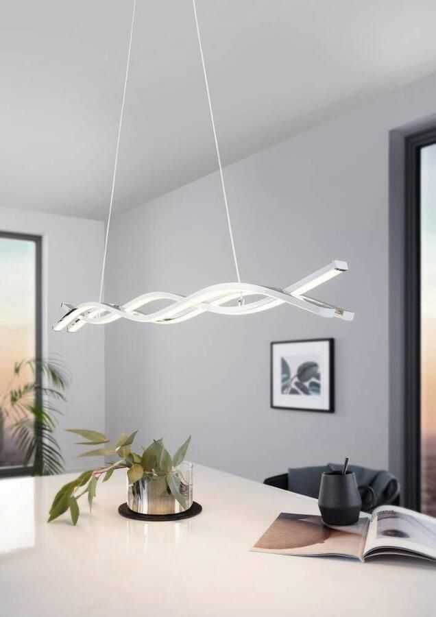 EGLO Hanglamp LASANA 2 hanglamp chroom wit pendellamp 3-vlamig modern - Foto 6