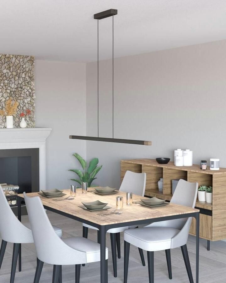 EGLO Hanglamp LISCIANA Pendellampe Alu Stahl und Holz IP20 Esstischlampe Lampe FSCM70HB aluminium in bruin en hout in walnoot-look lamp 126 cm (1 stuk) - Foto 3