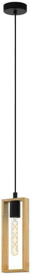 EGLO Hanglamp LITTLETON Hängelampe Vintage Stahl und Holz IP20 Pendellampe Lampe Vintage hanglamp zwart bruin fitting E27 FSC gecertificeerd (1 stuk)
