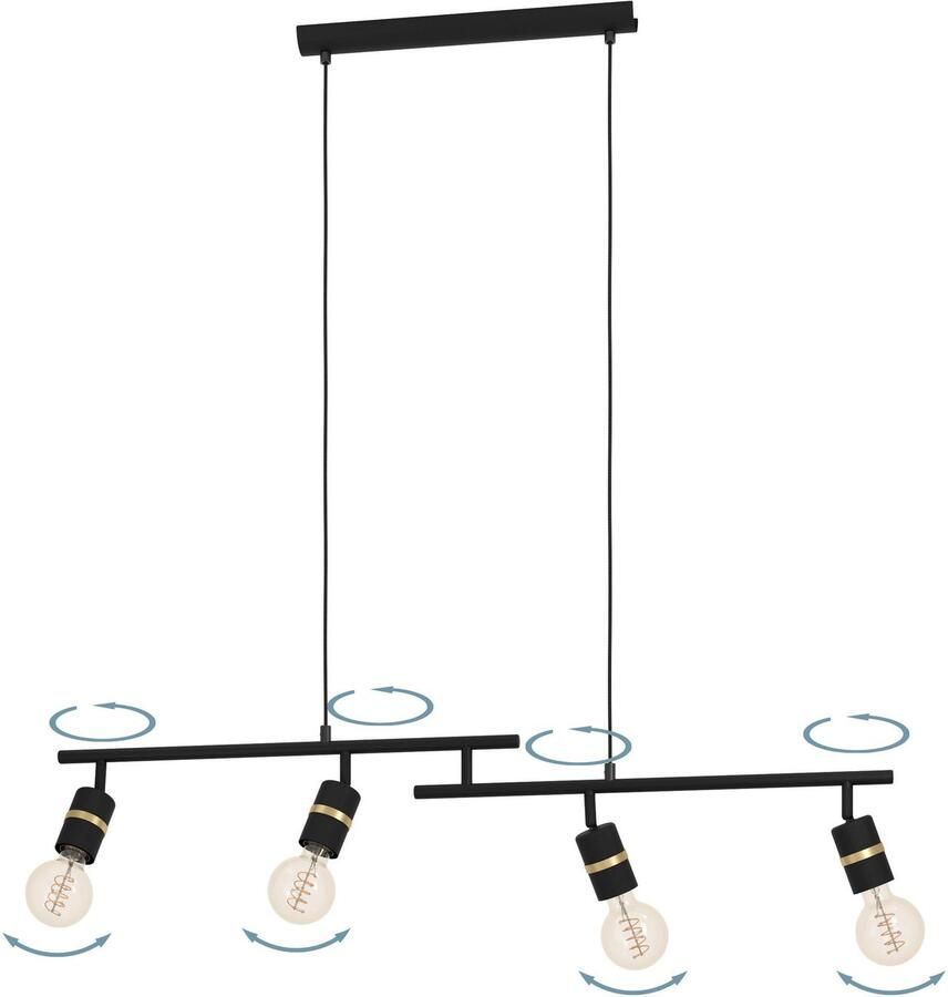 EGLO Hanglamp LURONE Hanglamp in zwart en messing van staal excl. E27 10W (1 stuk)