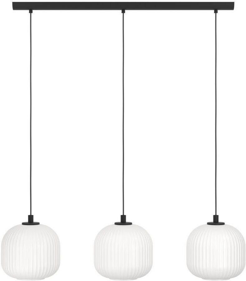 EGLO Hanglamp MANTUNALLE Pendellampe Stahl Glas IP20 E27 Esstischlampe Lampe Hanglamp metaal in zwart en glas in wit E27 fitting 120 cm (1 stuk) - Foto 4