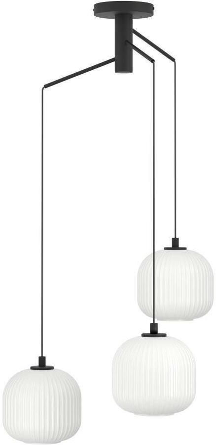 EGLO Hanglamp MANTUNALLE Pendellampe Stahl Glas IP20 E27 Esstischlampe Lampe Hanglamp metaal in zwart en glas in wit E27 fitting Ø 62 cm (1 stuk) - Foto 6