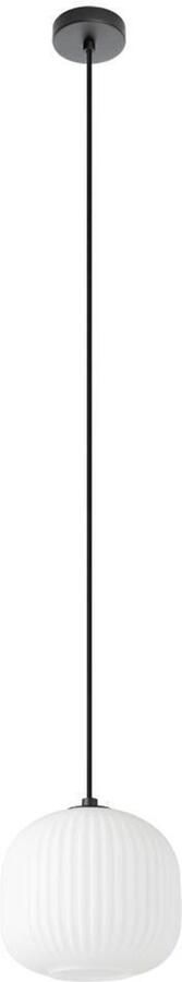 EGLO Hanglamp MANTUNALLE Pendellampe Stahl Glas IP20 E27 Esstischlampe Lampe Hanglamp metaal in zwart en glas in wit E27 fitting Ø 20 cm (1 stuk) - Foto 10