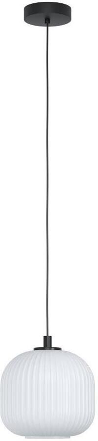 EGLO Hanglamp MANTUNALLE Pendellampe Stahl Glas IP20 E27 Esstischlampe Lampe Hanglamp metaal in zwart en glas in wit E27 fitting Ø 20 cm (1 stuk) - Foto 8