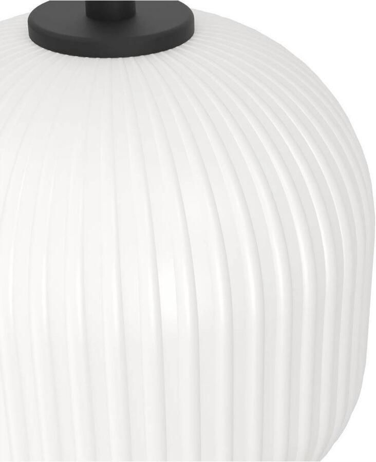 EGLO Hanglamp MANTUNALLE Pendellampe Stahl Glas IP20 E27 Esstischlampe Lampe Hanglamp metaal in zwart en glas in wit E27 fitting Ø 20 cm (1 stuk) - Foto 2