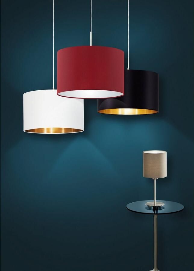 EGLO  Maserlo - Hanglamp - 1 Lichts - Ø38cm - Nikkel-Mat - Zwart  Goud - Foto 5