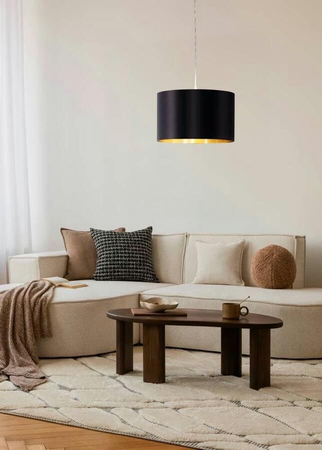EGLO  Maserlo - Hanglamp - 1 Lichts - Ø38cm - Nikkel-Mat - Zwart  Goud - Foto 6