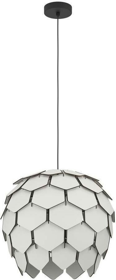 EGLO Hanglamp MATTANZA Hanglamp hout in lichtgrijs en metaal in zwart E27 Ø 50 cm (1 stuk) - Foto 5