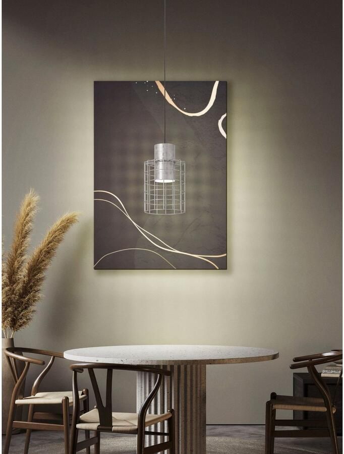 EGLO Hanglamp MILLIGAN Hanglamp in zilverkleur en wit van staal excl. E27 40W (1 stuk) - Foto 2