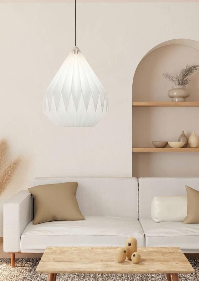 EGLO Hanglamp MINTING hanglamp metaal in zwart papier in wit Ø 45 cm (1 stuk) - Foto 6