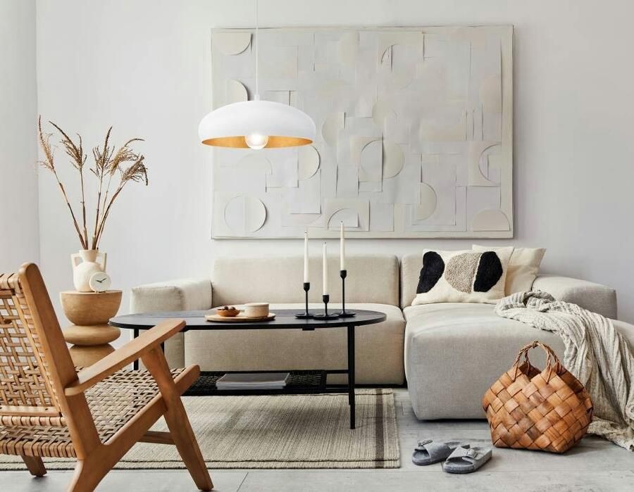 EGLO Hanglamp MOGANO 1 Hanglamp vintage van staal in wit koper eettafel lamp E27 (1 stuk) - Foto 2