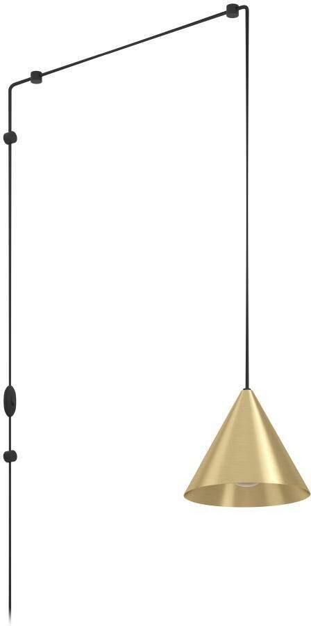 EGLO Hanglamp NARICES Pendellampe Stahl E27 IP20 Wohnzimmerlampe Hängelampe Hanglamp metaal in geborsteld messing en zwart E27 fitting (1 stuk) - Foto 2