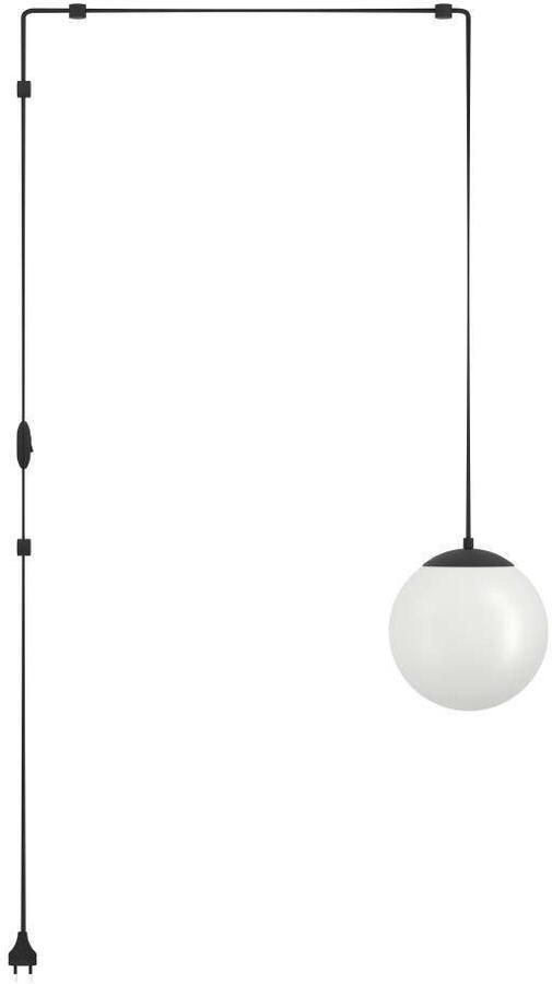 EGLO Hanglamp NARICES Pendellampe Stahl Kunststoff und Glas E27 IP20 Hängelampe Hanglamp eettafellamp van zwart metaal en wit glas E27 (1 stuk) - Foto 2