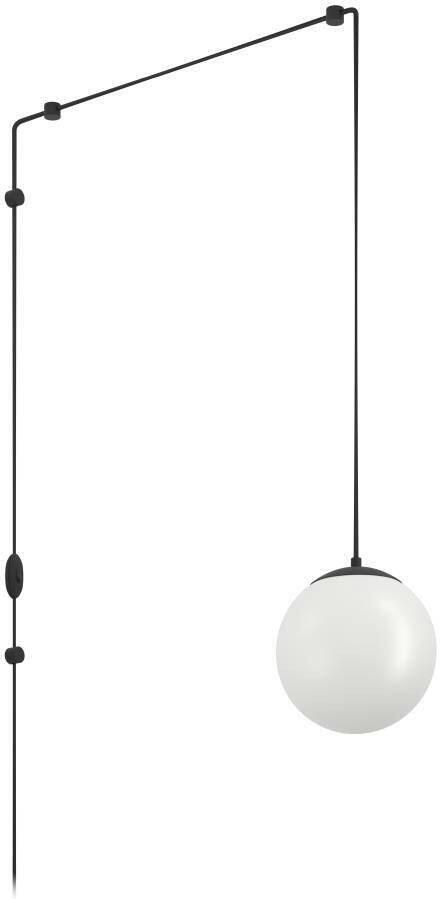 EGLO Hanglamp NARICES Pendellampe Stahl Kunststoff und Glas E27 IP20 Hängelampe Hanglamp eettafellamp van zwart metaal en wit glas E27 (1 stuk) - Foto 3