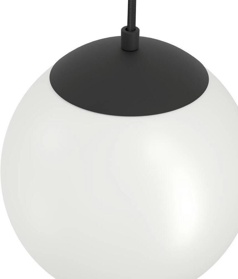 EGLO Hanglamp NARICES Pendellampe Stahl Kunststoff und Glas E27 IP20 Hängelampe Hanglamp eettafellamp van zwart metaal en wit glas E27 (1 stuk)