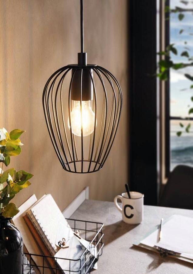 EGLO Hanglamp NEWTOWN hanglamp zwart staal E27 pendellamp 1-vlamig - Foto 2