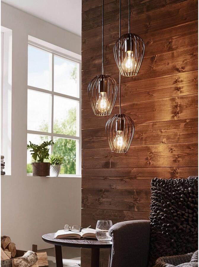 EGLO Hanglamp NEWTOWN hanglamp zwart staal E27 pendellamp rond - Foto 4