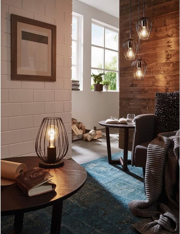 EGLO Hanglamp NEWTOWN hanglamp zwart staal E27 pendellamp rond - Foto 2