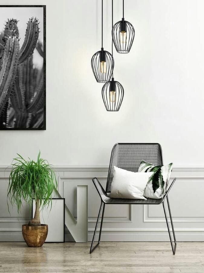 EGLO Hanglamp NEWTOWN hanglamp zwart staal E27 pendellamp rond - Foto 3