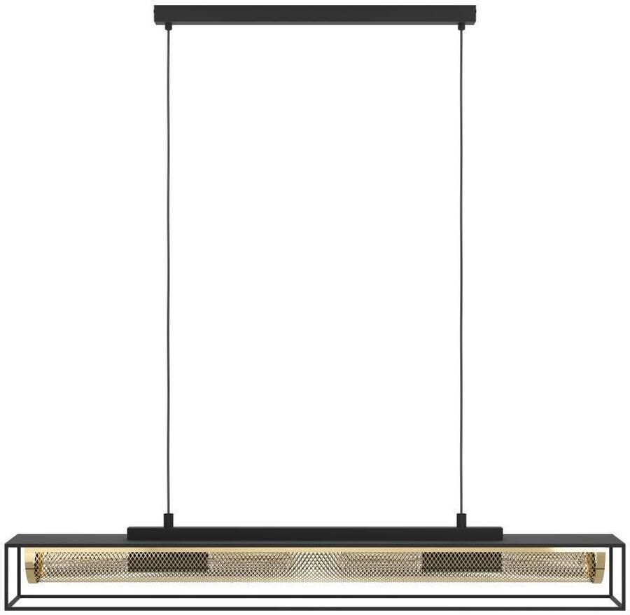 EGLO Hanglamp NOHALES Pendellampe Stahl E27 Esszimmerlampe Hängelampe Lampe Hanglamp eetkamerlamp van metaal in zwart en messing (1 stuk)