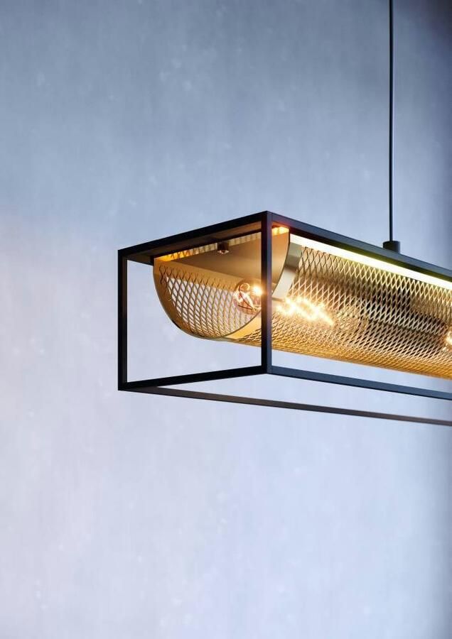 EGLO Hanglamp NOHALES Pendellampe Stahl E27 Esszimmerlampe Hängelampe Lampe Hanglamp eetkamerlamp van metaal in zwart en messing (1 stuk) - Foto 6