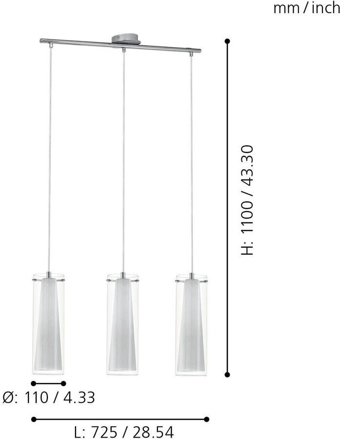 EGLO Hanglamp PINTO Pendellampe Stahl und Glas Esstischlampe E27 IP20 Lampe Hanglicht hanglamp - Foto 3