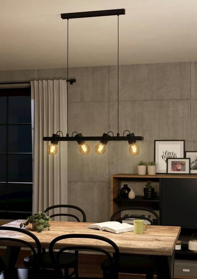 EGLO Hanglamp PLIMSOLL Hanglamp hout en metaal in zwart FSC100PA E27 fitting (1 stuk) - Foto 2