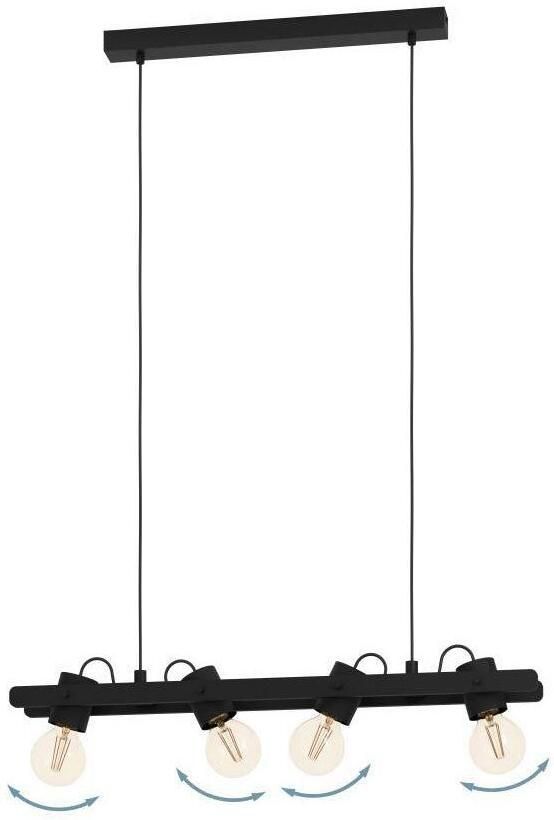 EGLO Hanglamp PLIMSOLL Hanglamp hout en metaal in zwart FSC100PA E27 fitting (1 stuk) - Foto 3