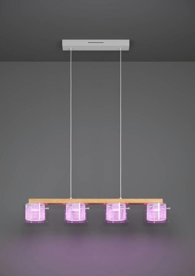 EGLO Hanglamp PORTICO-Z hanglamp hout wit ZigBee 3.0 timer pendellamp App spraakbesturing Alexa 88x15x110cm excl. afstandsbediening (1 stuk) - Foto 9