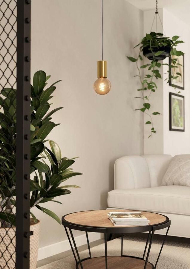 EGLO Hanglamp POZUETA 1 Hanglamp E27 fitting met kabel metaal in messing Ø 6 5 cm (1 stuk) - Foto 6