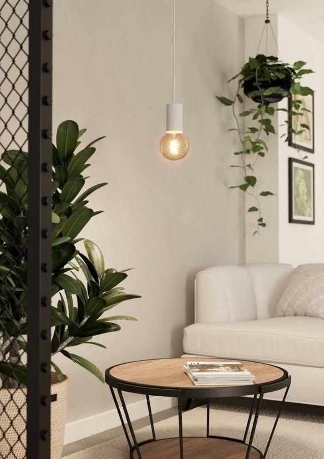 EGLO Hanglamp POZUETA 1 Hanglamp E27 fitting met kabel metaal in wit Ø 6 5 cm (1 stuk) - Foto 5