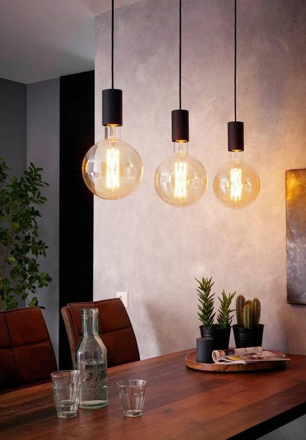 EGLO Hanglamp POZUETA Pendellampe Stahl E27 Esstischlampe Hängelampe Lampe Vintage hanglamp staal in zwart eettafellamp E27 L 84 cm (1 stuk)