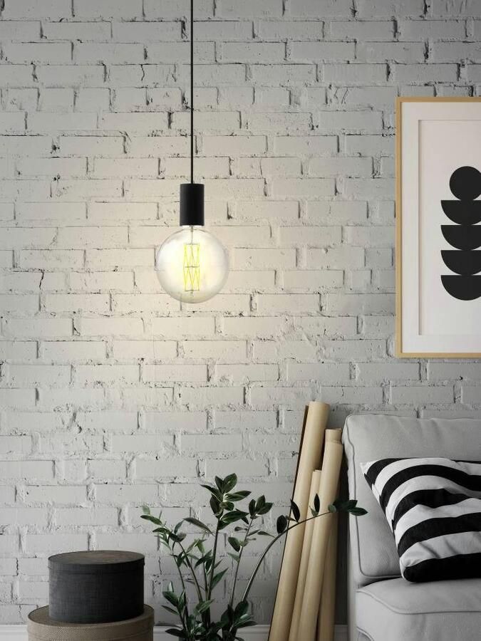 EGLO Hanglamp POZUETA snoerpendel hanglamp zwart staal eettafellamp E27 Snoerpendel hanglamp vintage van staal in zwart E27 Ø 12 5 cm (1 stuk) - Foto 2