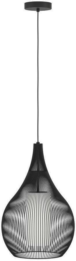 EGLO Hanglamp RAZONI 1 Pendellampe Stahl und Glas IP20 E27 Hängelampe Lampe Hanglamp metaal in zwart en glas in wit lamp met E27 fitting (1 stuk) - Foto 3