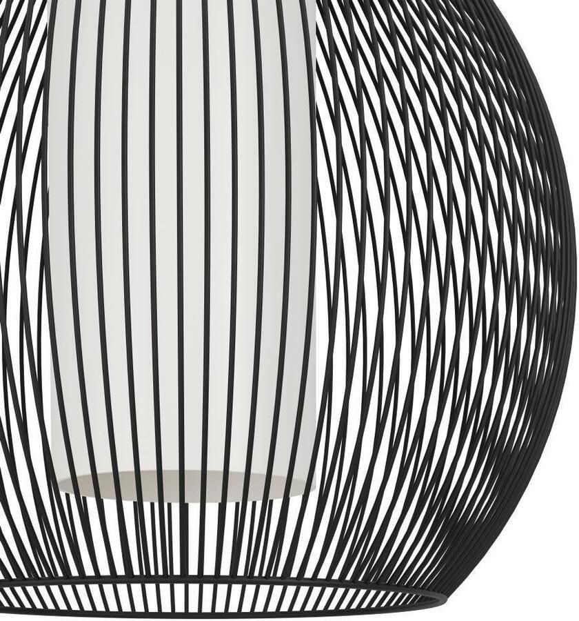 EGLO Hanglamp RAZONI 1 Pendellampe Stahl und Glas IP20 E27 Hängelampe Lampe Hanglamp metaal in zwart en glas in wit lamp met E27 fitting (1 stuk)