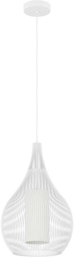 EGLO Hanglamp RAZONI 1 Pendellampe Stahl und Glas IP20 E27 Hängelampe Lampe Hanglamp van metaal en glas in wit E27 fitting (1 stuk) - Foto 4