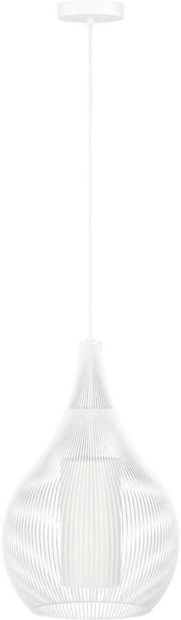 EGLO Hanglamp RAZONI 1 Pendellampe Stahl und Glas IP20 E27 Hängelampe Lampe Hanglamp van metaal en glas in wit E27 fitting (1 stuk) - Foto 3